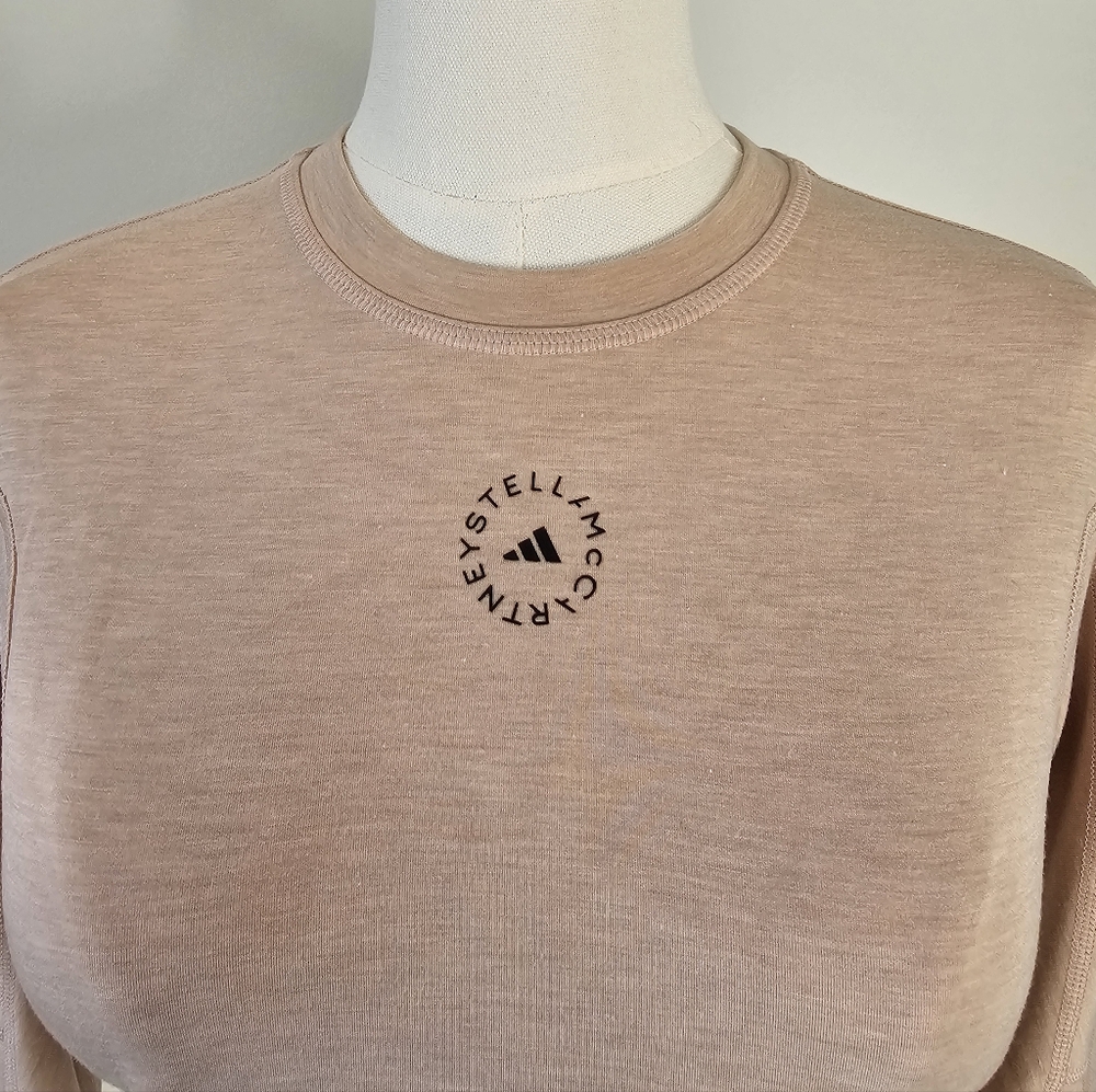 Adidas by Stella McCartney M Women's Light Pink Long Sleeve Crop Top - Picture 2 of 5